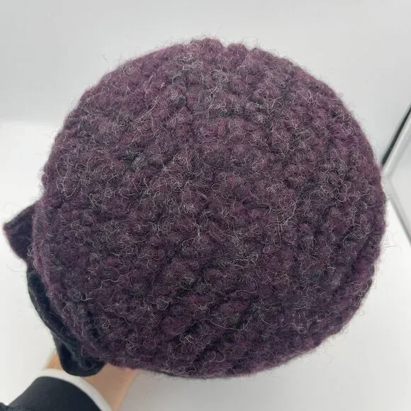Platania Women’s Hat Made In Italy Purple Wool Blend Flower One Size - Picture 7 of 10